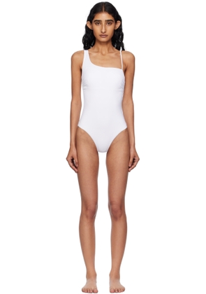 Max Mara White Jersey One-Shoulder Swimsuit