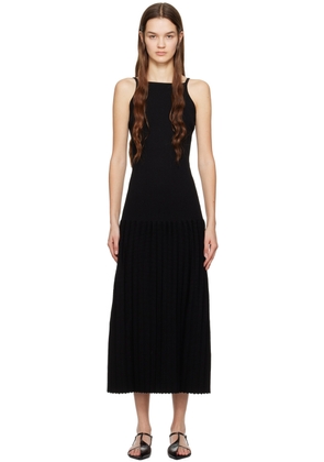 WYNN HAMLYN Black Accordion Slip Maxi Dress