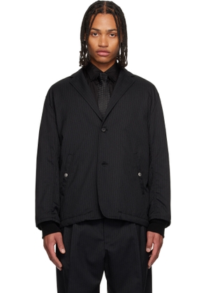 Comme des Garçons Homme Black Wool Herringbone Blazer