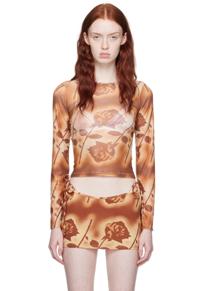 Miaou Orange Floral Long Sleeve T-Shirt