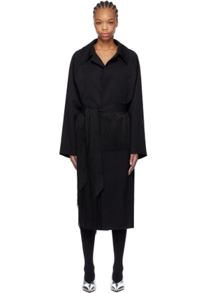 MM6 Maison Margiela Black Wool Gabardine Trench Coat