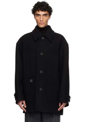 WOOYOUNGMI Black Wool Blend Half Coat