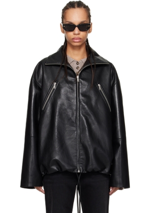 Nanushka Black Aiman Faux-Leather Jacket