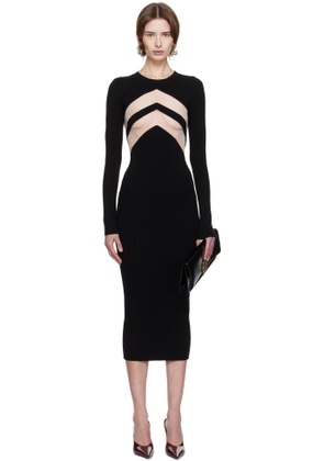 Jean Paul Gaultier Black 'The Chevrons' Midi Dress