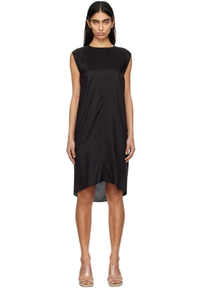 MM6 Maison Margiela Black Light Silk Shift Midi Dress