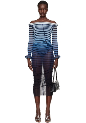 Jean Paul Gaultier Blue 'The 3D Striped Maxi Dress