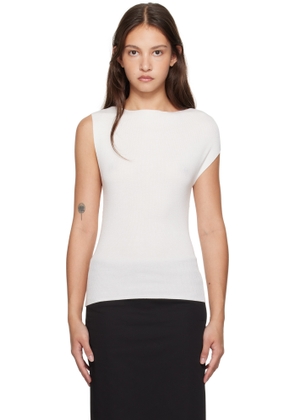 St. Agni Off-White Asymmetric Knit Top