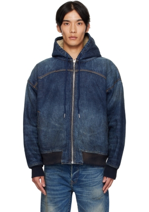 COÛT DE LA LIBERTÉ Navy Mike Japanese VTG Double Dip Sherpa Lined Denim Jacket