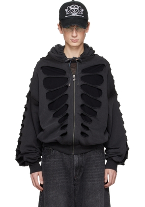 AVAVAV Black Shoulderless Cutout Hoodie