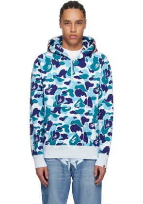BAPE Blue ABC Camo Shark Half Zip Hoodie