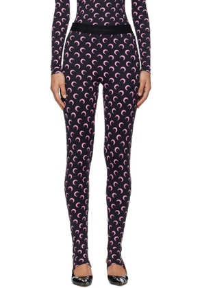 Marine Serre Black Recycled Moon Jersey Stirrup Leggings