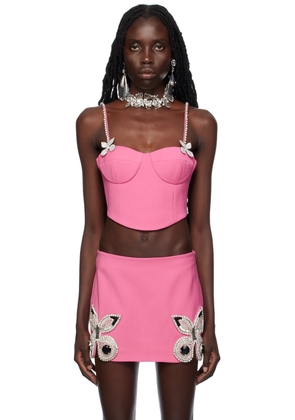 AREA Pink Butterfly Crystal Bustier