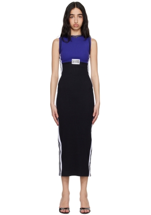 Jean Paul Gaultier Navy & Black Cotton Ribbed Midi Dress