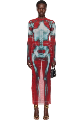 Jean Paul Gaultier SSENSE Exclusive Red & Blue 'The Squeletor' Maxi Dress