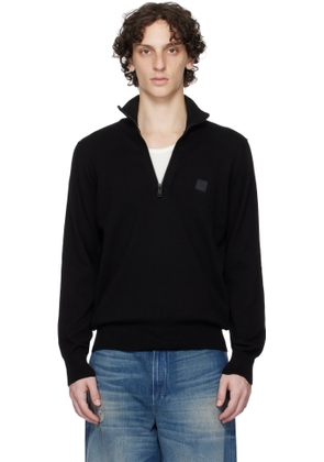 BOSS Black Logo-Patch Zip-Neck Sweatshirt