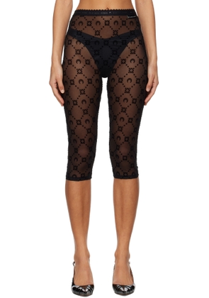 Marine Serre Black Moonogram Mesh Flock Capri Leggings