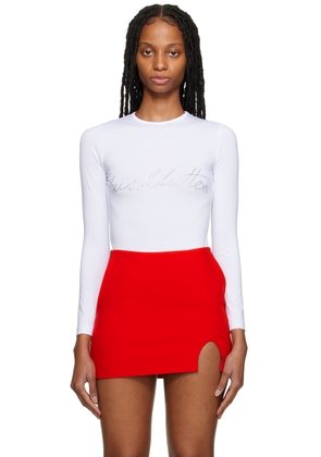 Pushbutton White Crystal Long Sleeve T-Shirt