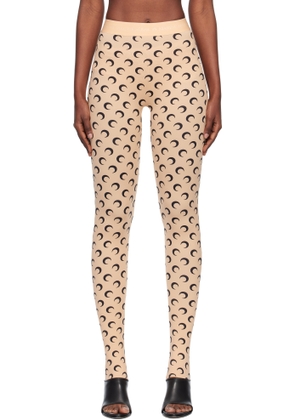 Marine Serre Tan Recycled Moon Jersey Stirrup Leggings