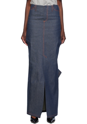 Meryll Rogge Navy Vented Denim Maxi Skirt