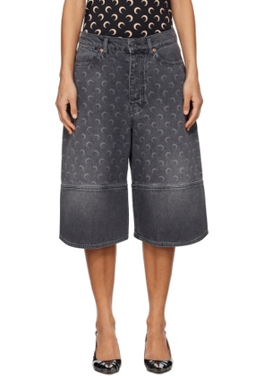 Marine Serre Grey Moon Laser Denim Shorts