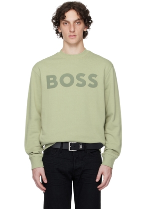 BOSS Khaki Relaxed-Fit Cotton-Terry Logo Sweatshirt