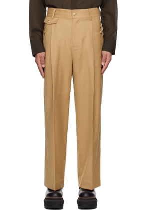 Feng Chen Wang Beige Slashed Wide Trousers