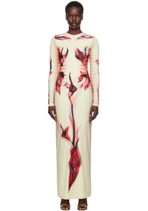 Jean Paul Gaultier Green & Pink 'The Flower Body Morphing Marinière' Maxi Dress