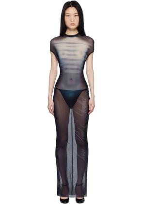 Jean Paul Gaultier Navy 'Le Mâle' Open-Backed Maxi Dress