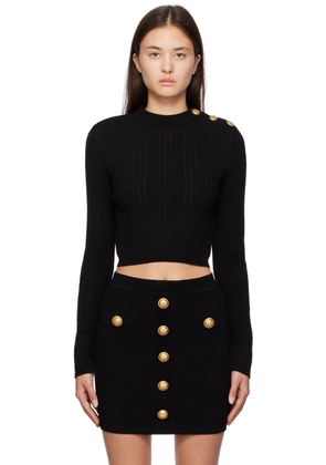 Balmain Black Button Sweater