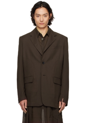 Feng Chen Wang Brown Semi-Transparent Blazer