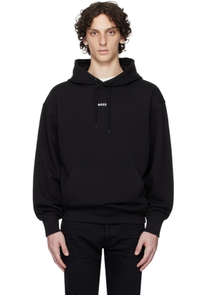 BOSS Black Cotton Terry Contrast Logo Hoodie