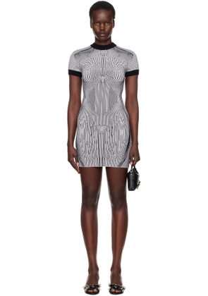 Jean Paul Gaultier Black & White 'The Morphing Pinstripes Jacquard' Minidress