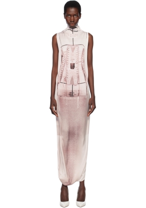 Jean Paul Gaultier White & Pink 'The Draped Trompe-L'œil Corset' Maxi Dress
