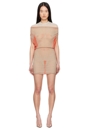 Jean Paul Gaultier Blue & Orange 'The Short Draped Body Morphing' Minidress