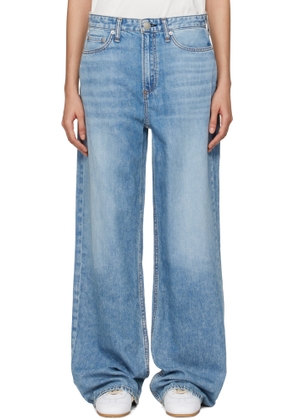 rag & bone Blue 'The Logan' Mid-Rise Wide Leg Jeans