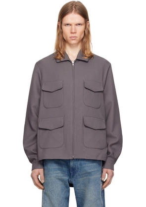 Random Identities Gray Twill Long Jacket