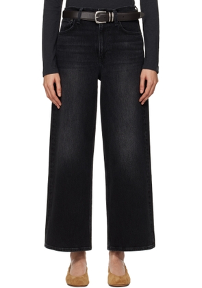 rag & bone Black 'The Andi' High-Rise Ankle Wide Leg Jeans
