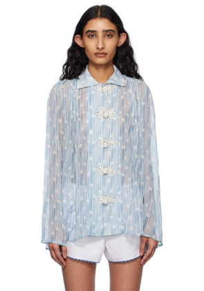 Bode Blue Meridian Blouse