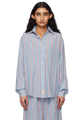 Bode Blue Regatta Stripe Shirt