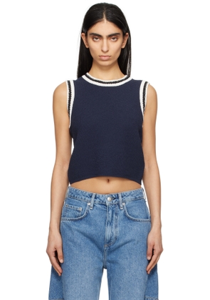 rag & bone Blue Meghan Striped Crochet-Trim Sweater Vest