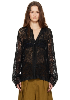 Bode Black Blooming Threadwork Shirt