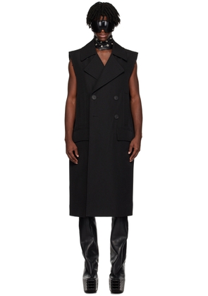 Rick Owens Black Sleeveless Slim Drella Coat