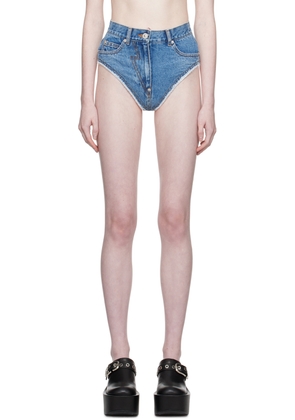 Pushbutton Blue Panty Denim Shorts