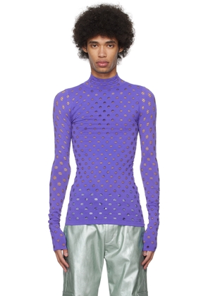 Maisie Wilen Purple Perforated Turtleneck