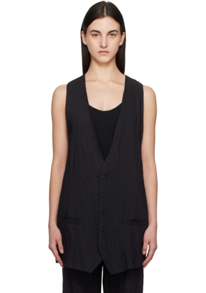 MM6 Maison Margiela Black Crinkled Metallic Tailoring Vest