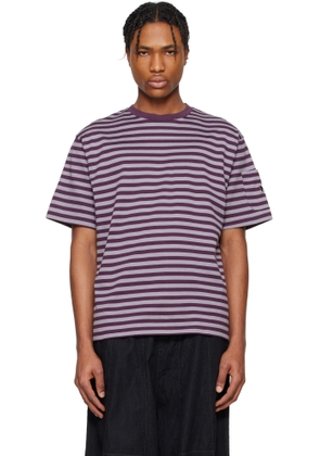 NEEDLES Purple Cotton Stripe T-shirt