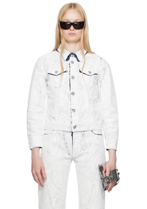 MM6 Maison Margiela White & Navy Sportsjacket Denim Jacket