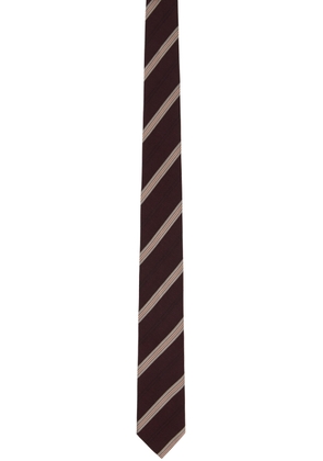 Dries Van Noten Burgundy Striped Tie