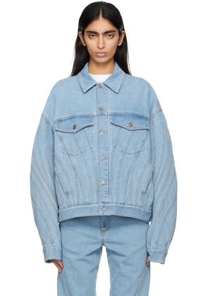 Mugler Blue Spiral Denim Jacket