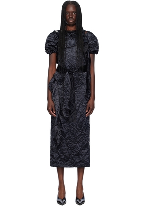 Meryll Rogge Black Creased Midi Dress